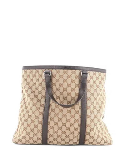 Pre-owned Gucci Joy Convertible Gg Canvas Large Tote Bag In Brown
