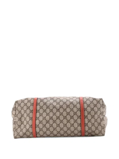 Pre-owned Gucci Joy Gg Coated Canvas With Leather Medium Tote Bag In Brown