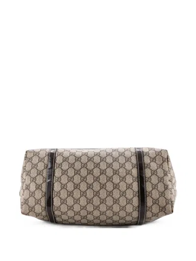Pre-owned Gucci Joy Gg Coated Canvas With Leather Medium Tote Bag In Brown