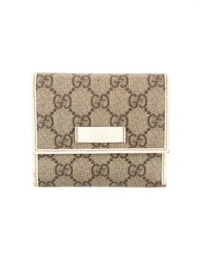 Pre-owned Gucci Joy Gg Supreme Wallet In Neutral