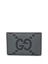 Gucci Jumbo Gg Leather Cardholder In Gray