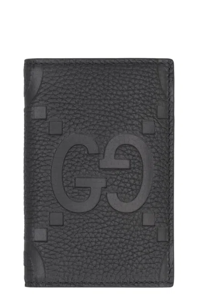 Gucci Jumbo Black Leather Card Holder For Men