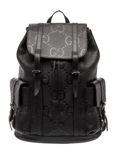 Pre-owned Gucci Jumbo Gg Backpack In Black