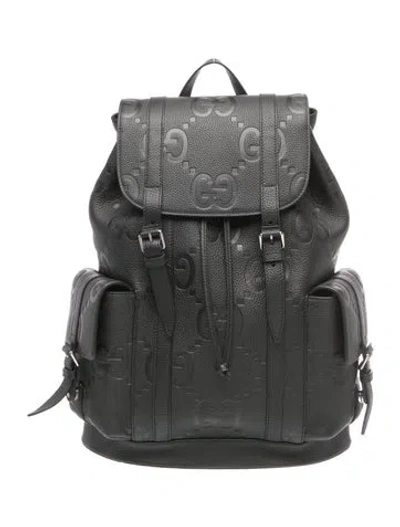 Pre-owned Gucci Jumbo Gg Backpack In Black