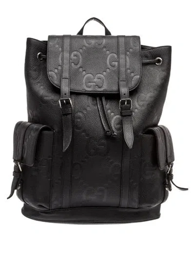 Pre-owned Gucci Jumbo Gg Backpack In Black