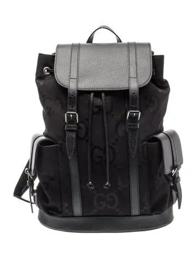 Pre-owned Gucci Jumbo Gg Backpack In Black/grey