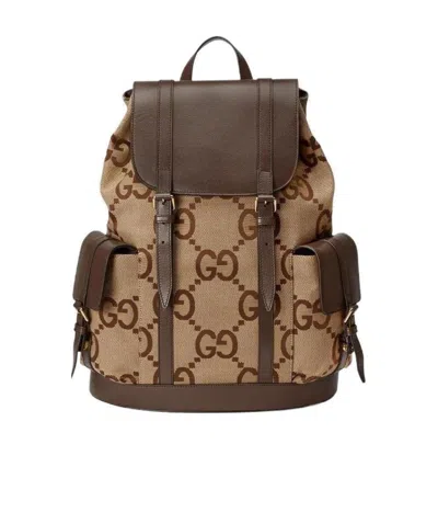 Gucci Jumbo Gg Backpack In Brown