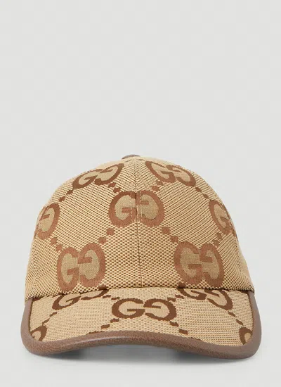 Gucci Jumbo Gg Baseball Cap In Brown