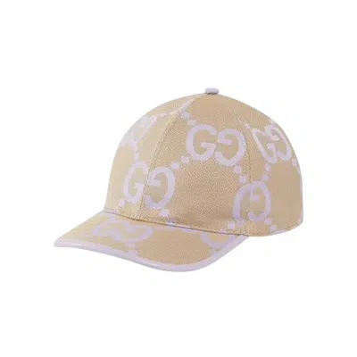 Pre-owned Gucci Jumbo Gg Baseball Hat 'beige/lilac' | Tan | Women's Size M