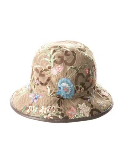 Pre-owned Gucci Jumbo Gg Bucket Hat In Brown