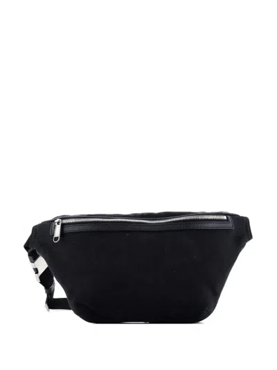 Pre-owned Gucci Jumbo Gg Canvas With Leather Large Belt Bag In Black