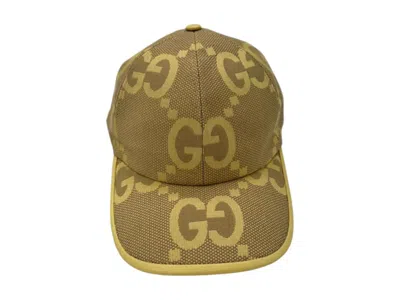 Pre-owned Gucci Jumbo Gg Cap In Ebony/beige