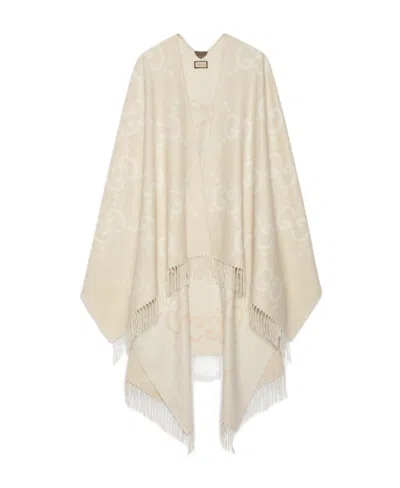 Gucci Jumbo-gg Cashmere Cape In Nude