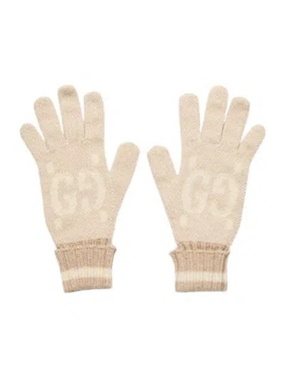 Pre-owned Gucci Jumbo Gg Cashmere Gloves