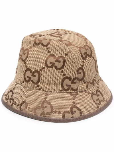 Gucci Jumbo Gg Cloche Hat In Brown