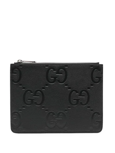 Gucci Jumbo Gg Clutch Bag In Black