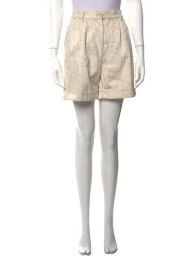 Pre-owned Gucci Jumbo Gg Cotton Shorts Mini Shorts In Neutrals