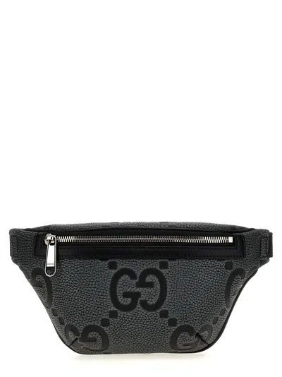Gucci Jumbo Gg Crossbody Bags Gray In Black
