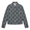 Gucci Interlocking G Pattern Denim Jacket In Blue