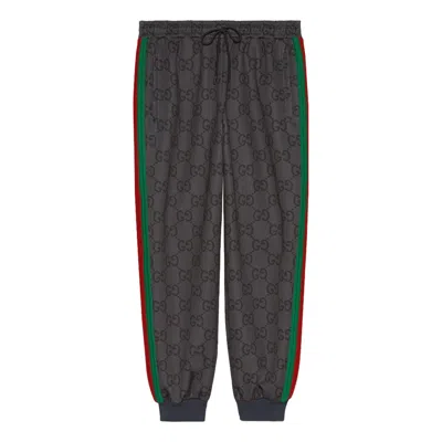 GUCCI GUCCI JUMBO GG JOGGING PANT WITH WEB 'GREY DARK GREY'