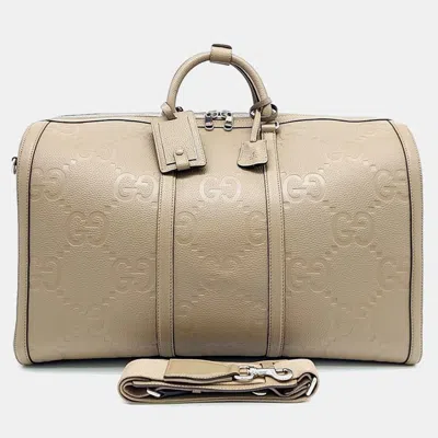 Pre-owned Gucci Jumbo Gg Large Duffle Bag (725129) In Brown