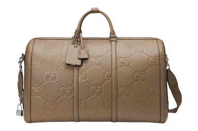 Pre-owned Gucci Jumbo Gg Large Duffle Bag Taupe