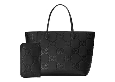 Pre-owned Gucci Jumbo Gg Large Tote Bag In Black
