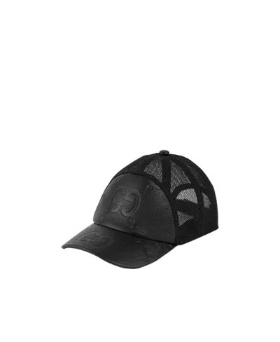 Gucci Jumbo Gg Leather Baseball Cap In Black