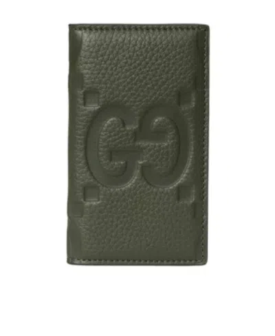 Gucci Jumbo Gg Leather Wallet In Black