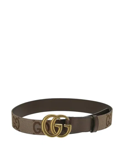 Gucci Jumbo Gg Marmont Wide Belt In Brown