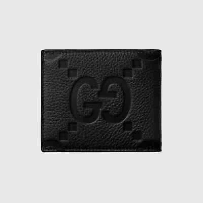 Pre-owned Gucci Jumbo Gg Mens Bifold Black Leather Wallet