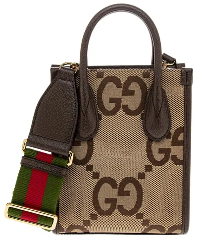 Gucci Jumbo Gg Mini Canvas & Leather Tote