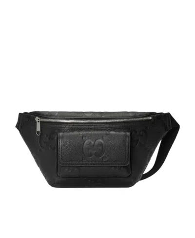 Gucci Jumbo Gg Monogram Embossed Belt Bag In Black