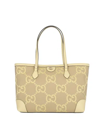 Gucci 'jumbo Gg Ophidia' Tote Bag In Yellow