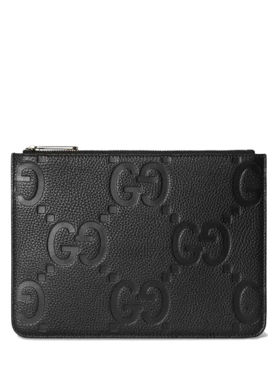 Gucci Jumbo Gg Pouch In Black