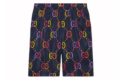 Pre-owned Gucci Jumbo Gg Shorts Blue Multi