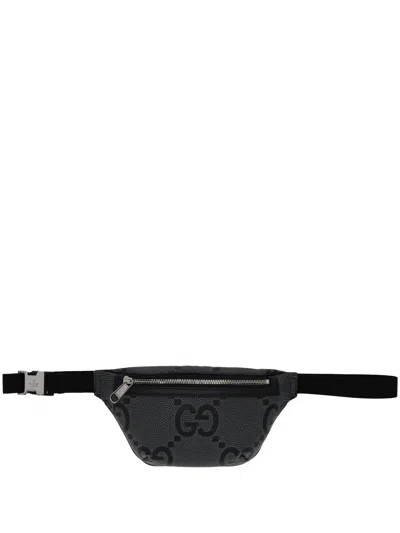 Gucci Jumbo Gg Small Belt Bag In Gray Black
