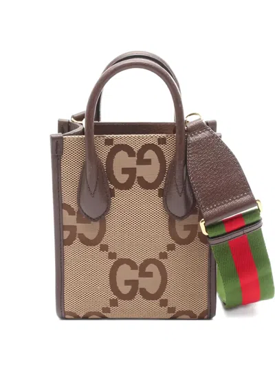 Pre-owned Gucci Jumbo Gg Tote Bag In Neutral
