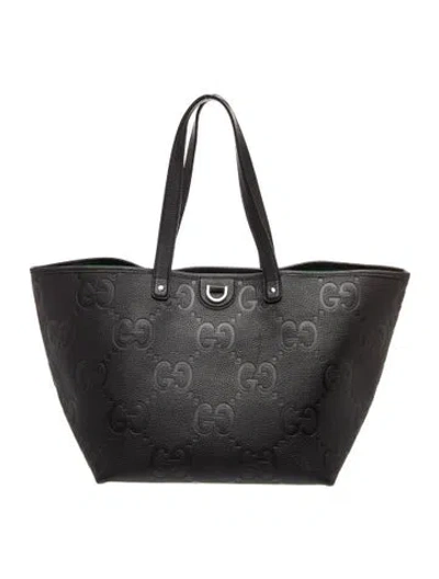 Pre-owned Gucci Jumbo Gg Tote In Black
