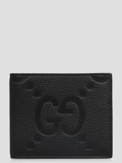 Gucci Jumbo Gg Leather Wallet In Black