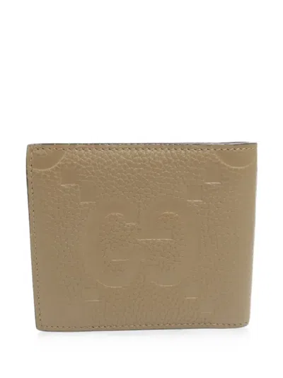 Pre-owned Gucci Jumbo Gg Wallet In Neutrals