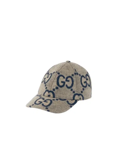 Gucci Jumbo Gg Wool Baseball Cap In Nude