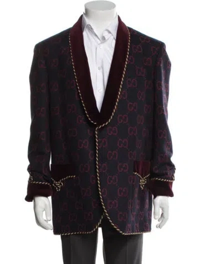 Pre-owned Gucci Jumbo Gg Wool Blazer In Blue