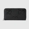Gucci Jumbo Gg Zip Around Wallet In Black