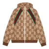 Gucci Jumbo Gg Zipped Hoodie With Web Ribbon In Brown