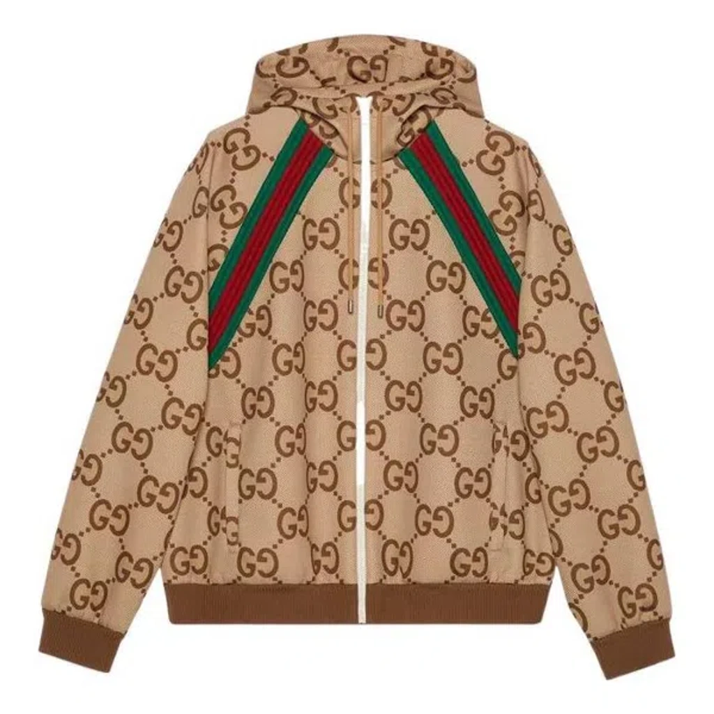 【★安心の定価販売★】 With Jacket Zip Gg Jumbo Gucci Web ModeSens | Ebony' 'beige フラワー・リース