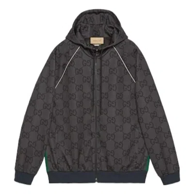 Gucci Jumbo Gg Zip Jacket With Web 'grey Dark Grey'