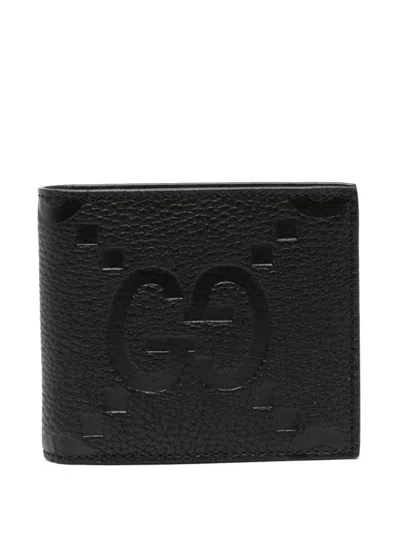 Gucci Jumbo Gg Leather Wallet In Black