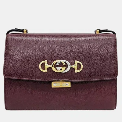 Pre-owned Gucci Burgundy Leather Zumi Shoulder Bag