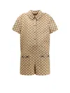 Gucci Women Supreme Gg Fabric Jumpsuit In Beige